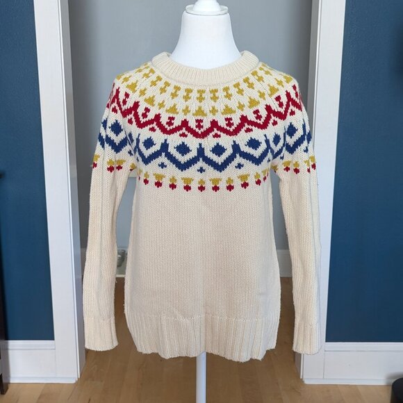 J. Crew Fair Isle Women's Merino Wool Blend Sweater Size XS Cream - Picture 5 of 14